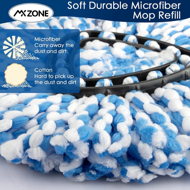 MXZONE Spin Mop Head Replacement - 4 Pack Microfiber, Blue for O-Ceda Spinning Mop, EasyWring RinseClean, 2 Tank System Bucket - Image 4